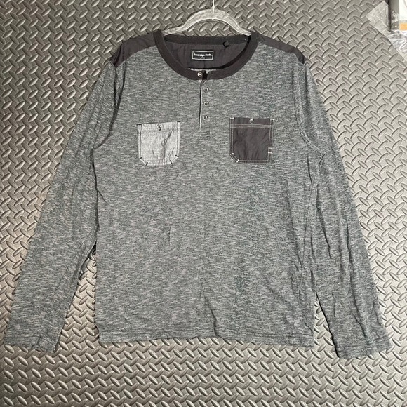 Sovereign Code Gray Long Sleeve Henley‎ Shirt Casual Wear Men's Size Large - Picture 1 of 7